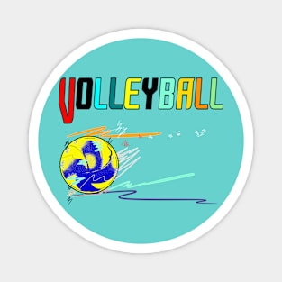 Text volleyball design sport art  brush stroke style design Magnet